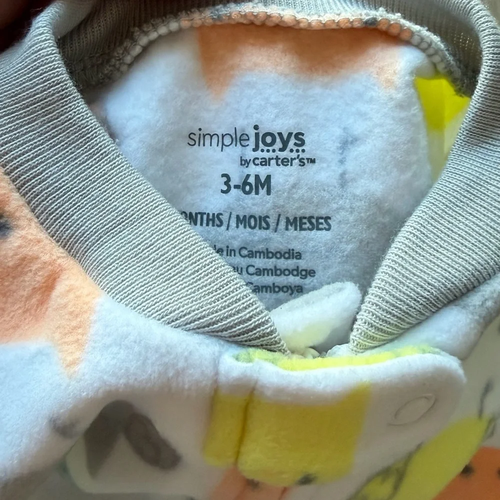 Carter's Colorful Animal Print and Gray‎ Monkey Footies